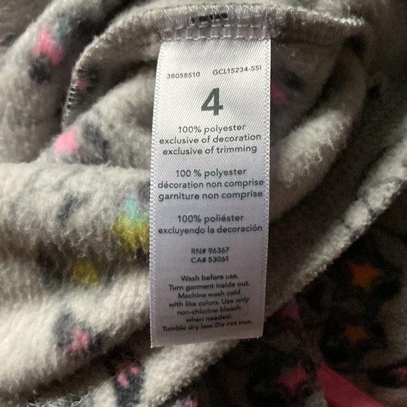 Cozy fleece size 4 for toddlers. It’s is grey with pink zipper & panda graphic. - Picture 5 of 5